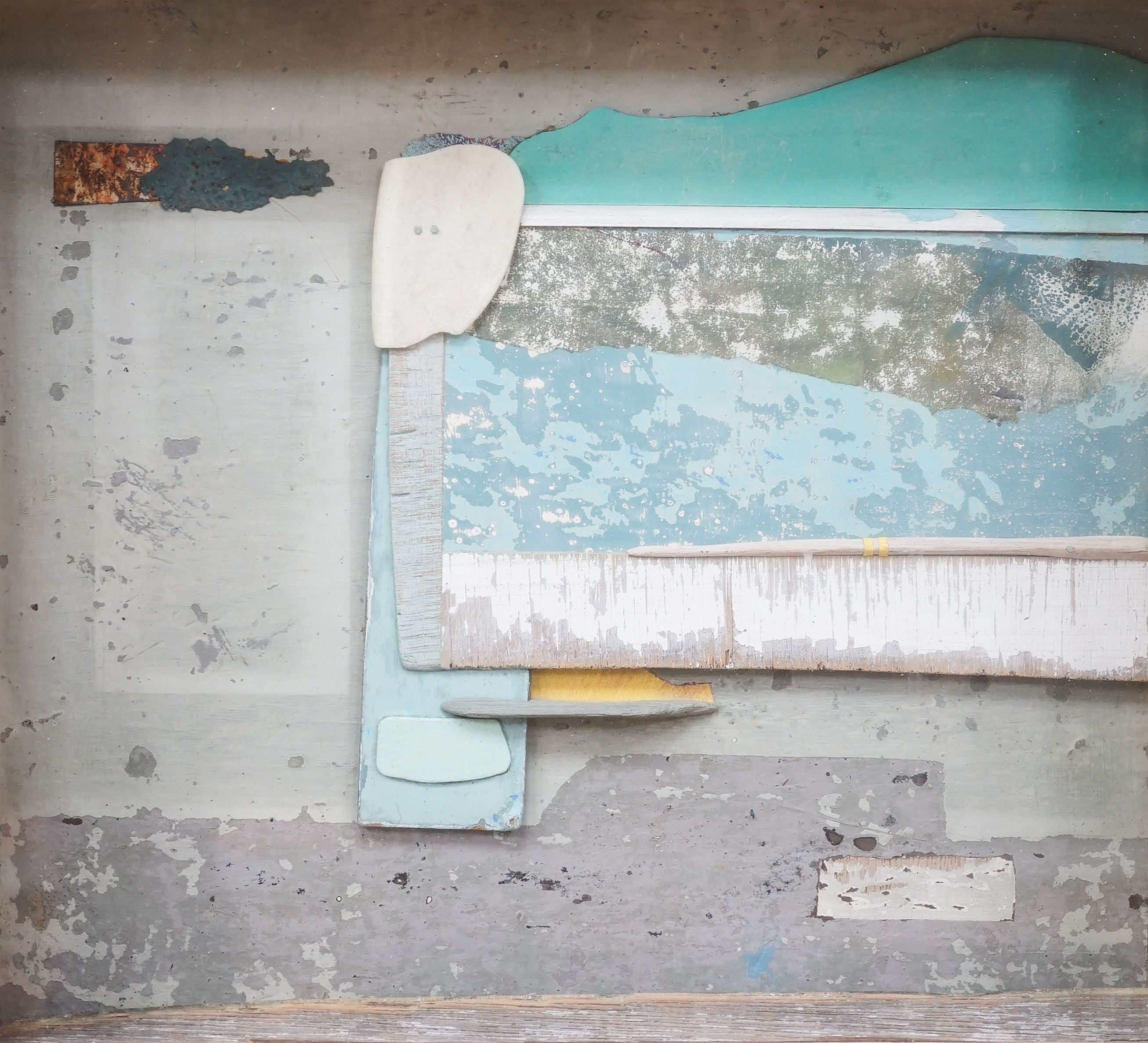 Geoffrey Bradford (1947-), multi media, 'Door to the Sea 1999', label verso, 27 x 29cm